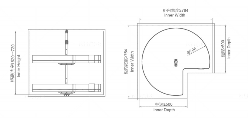 Encanto Series 270° Turnable Shelf