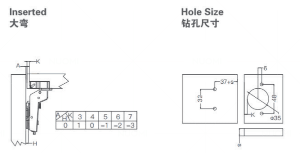 Luxuriance Series Small Angle Two Section Force Buffering Hinge-Inserted