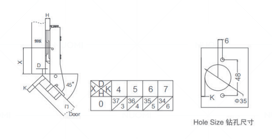 Special Series 45° Buffering Hinge