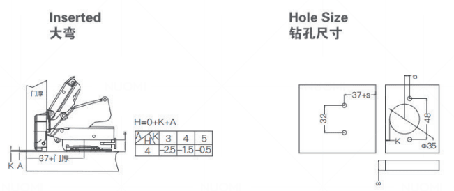 Special Series Fast Mounted 165° Buffering Hinge